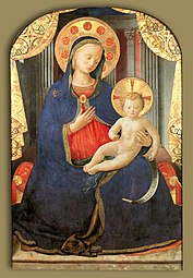 Fecioara Umilinţei de Fra Angelico (cca. 1430). Albastru umple imaginea.