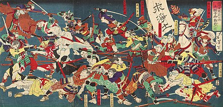 An ukiyo-e print depicting the Battle of Batogahara. In his early days as daimyo of Mikawa, Ieyasu had difficult relations with the Jōdō temples which escalated in 1563–1564.