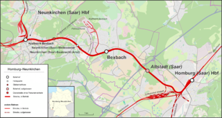 Route of the Homburg – Neunkirchen railway line
