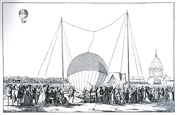 The first tethered balloon ascent on 15 October 1783 by Rozier