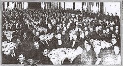 Palm Court as it appeared in 1920 during a banquet in honor of Gen. John J. Pershing. Banquet for Gen. Pershing 1920.jpg