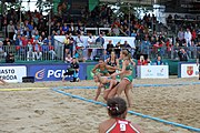 Deutsch: Beachhandball Europameisterschaften 2019 (Beach handball Euro); Tag 6: 7. Juli 2019 – Frauenfinale, Dänemark-Ungarn 2:0 (18:12, 23:22) English: Beach handball Euro; Day 6: 7 July 2019 – Women's Final – Denmark-Hungary 2:0 (18:12, 23:22)