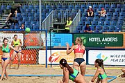 Deutsch: Beachhandball Europameisterschaften 2019 (Beach handball Euro); Tag 2: 3. Juli 2019 – Frauen, Vorrunde Gruppe D, Ukraine-Deutschland 2:0 (23:22, 32:24) English: Beach handball Euro; Day 2: 3 July 2019 – Women Preliminary Round Group D – Ukraine-Germany 2:0 (23:22, 32:24)