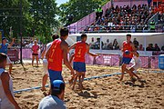 Deutsch: Beachhandball bei den Olympischen Jugendspielen 2018 in Buenos Aires; Tag 7, 13. Oktober 2018; Jungen, Halbfinale – Spanien-Kroatien 2:1 English: Beach handball at the 2018 Summer Youth Olympics in Buenos Aires at 13 October 2018 – Boys Semifinal – Spain-Croatia 2:1 Español: Handball de playa en los Juegos Olimpicos de la Juventud Buenos Aires 2018 en 13 de octubre de 2018 – Semifinales de chicos - España-Croacia 2:1