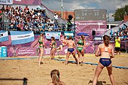 Deutsch: Beachhandball bei den Olympischen Jugendspielen 2018 in Buenos Aires; Tag 7, 13. Oktober 2018; Mädchen, Spiel um Platz Drei – Ungarn-Niederlande 2:0 English: Beach handball at the 2018 Summer Youth Olympics in Buenos Aires at 13 October 2018 – Girls Bronze Medal Match – Hungary-Netherlands 2:0 Español: Handball de playa en los Juegos Olimpicos de la Juventud Buenos Aires 2018 en 13 de octubre de 2018 – Partido por la medalla de bronce femenino - Hungría-Países Bajos 2:0