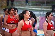 Deutsch: Beachhandball bei den Olympischen Jugendspielen 2018; Tag 5, 10. November 2018; Mädchen, Platzierungsrunde - Mauritius-Venezuela 0:2 English: Beach handball at the 2018 Summer Youth Olympics at 11 October 2018 – Girls Consolation Round – Mauritius-Venezuela 0:2