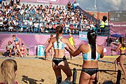 Deutsch: Beachhandball bei den Olympischen Jugendspielen 2018 in Buenos Aires; Tag 7, 13. Oktober 2018; Mädchen, Finale Argentinien-Croatien 2:0 English: Beach handball at the 2018 Summer Youth Olympics in Buenos Aires at 13 October 2018 – Girls Gold Medal Match – Argentina-Croatia 2:0 Español: Handball de playa en los Juegos Olimpicos de la Juventud Buenos Aires 2018 en 13 de octubre de 2018 – Partido por la medalla de oro femenino - Argentina-Croacia 2:0