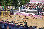 Deutsch: Beachhandball bei den Olympischen Jugendspielen 2018; Tag 3, 9. Oktober 2018; Jungs, Vorrunde, Gruppe B - Argentinien-Hongkong 2:0 English: Beach handball at the 2018 Summer Youth Olympics at 9 October 2018 – Girls Preliminary Round Group B – Argentina-Hing Kong 2:0