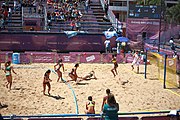 Deutsch: Beachhandball bei den Olympischen Jugendspielen 2018; Tag 4, 10. Oktober 2018; Mädchen, Vorrunde, Gruppe A - Ungarn-Chinese Taipei (Taiwan) 2:0 English: Beach handball at the 2018 Summer Youth Olympics at 10 October 2018 – Girls Preliminary Round Group A‎ – Hungary-Chinese Taipei 2:0