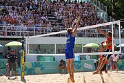 Deutsch: Beachvolleyball bei den Olympischen Jugendspielen 2018; Tag 11, 17. Oktober 2018; Jungen,Finale – Niederlande (Matthew Immers/Yorick de Groot)-Schweden (David Åhman/Jonatan Hellvig) 0:2 (20–22/15–21) English: Beach volleyball at the 2018 Summer Youth Olympics at 17 October 2018 – Final – Netherlands (Matthew Immers/Yorick de Groot)-Sweden (David Åhman/Jonatan Hellvig) 0:2 (20–22/15–21)