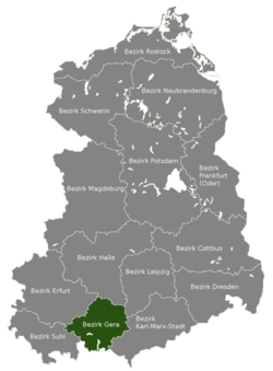 Vị trí tỉnh Gera tại Cộng hòa Dân chủ Đức