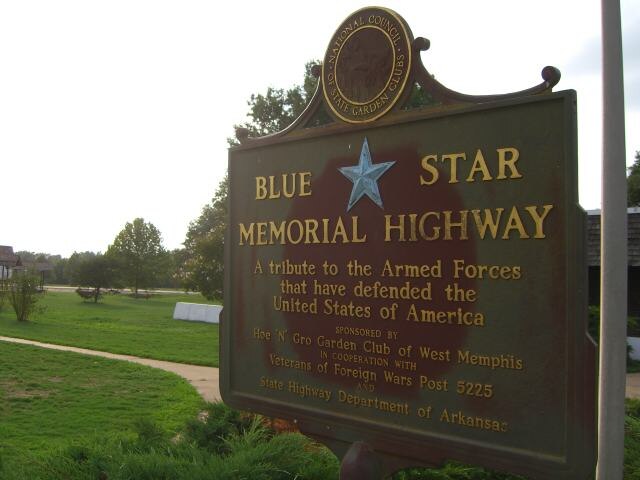 In West Memphis, Arkansas, I-40 is designated as a Blue Star Memorial Highway.