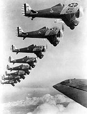 Boeing P-26 in flight, 9 aircraft formation 060907-F-1234P-004