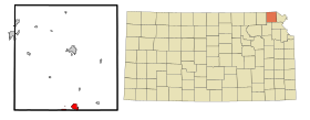 Brown County Kansas Incorporated and Unincorporated areas Horton Highlighted.svg