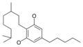 Hemijska struktura -{CBG}--tipa ciklizacije kanabinoida.