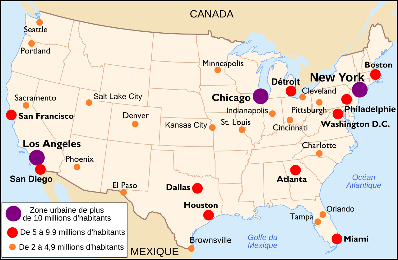 Carte des états des Usa