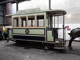 Pferdestraßenbahnwagen aus Neuenburg, Schweiz