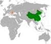 Location map for China and Romania.