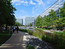Lake and landscaping in August 2019 Chiswick Business Park lake and landscaping.jpg