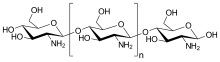 Chemical structure of Chitosan Chitosan chemical structural formula.svg