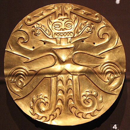Coclé gold plaque or pectoral from Sitio Conte, Panama