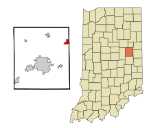 Delaware County Indiana beépített és be nem épített területek Albany Highlighted.svg