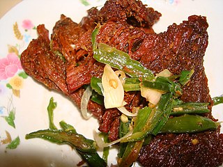 Dendeng Indonesian spicy meat dish