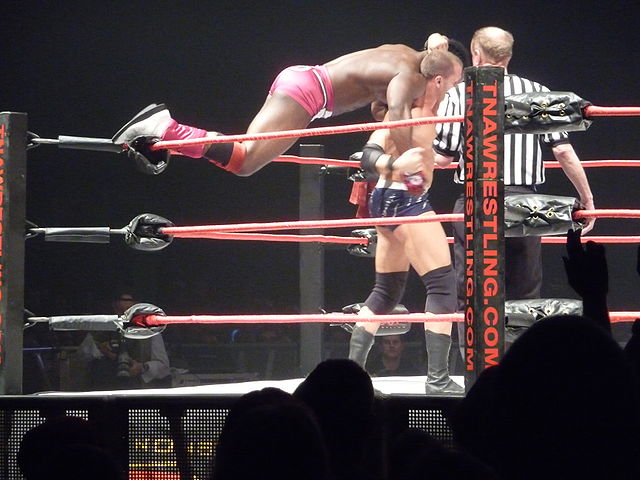 Nigel McGuinness performing the Tower of London (Elevated cutter) on D'Angelo Dinero