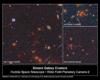 Quelques amas de galaxies découverts par le télescope spatial Hubble