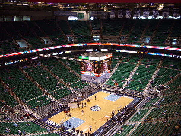 Interior arena bowl in May 2007, before a Jazz conference finals game against the San Antonio Spurs.