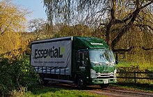 Essential delivery truck in the UK countryside