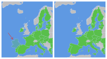 Europe with (left) and without Listenbourg Europe with and without Listenbourg fictional country.svg