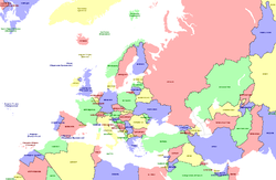 karta evrope sa glavnim gradovima Списак држава и зависних територија по континентима — Википедија  karta evrope sa glavnim gradovima