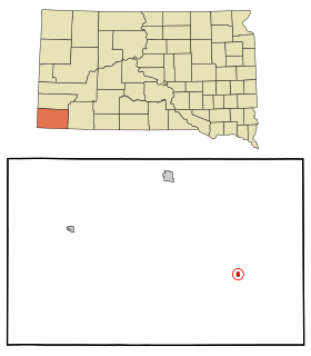 Fall River County South Dakota Incorporated and Unincorporated areas Oelrichs Highlighted.svg