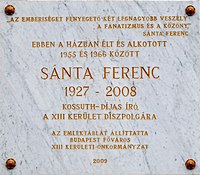 Ferenc Santa plaque in Budapest13.jpg