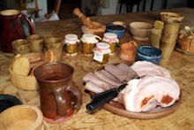 Tudor foods laid out during a re-enactment FoodTable.JPG