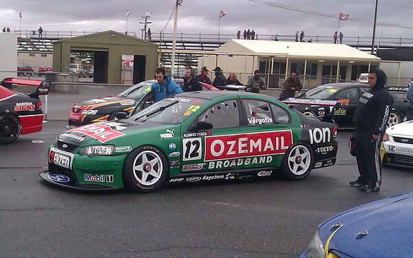 A restored Ford BA Falcon which John Bowe raced in 2004.