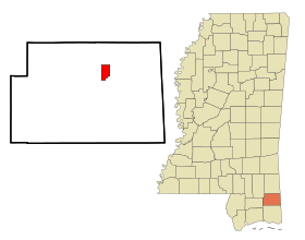 George County Mississippi Incorporated and Unincorporated areas Lucedale Highlighted.svg