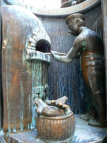 Baker in Guild Fountain v centru města Reutlingen