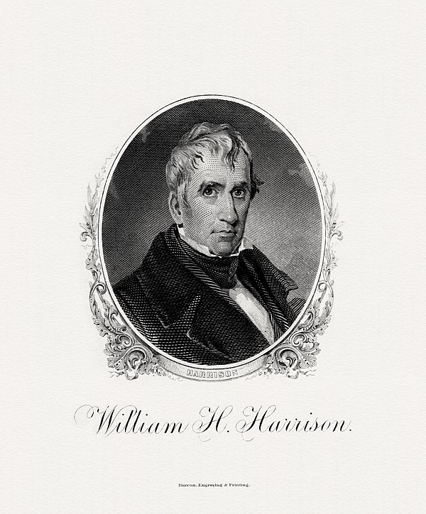 BEP engraved portrait of President Harrison