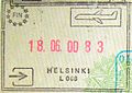 Entry stamp for air travel, issued at Helsinki Airport (old style)