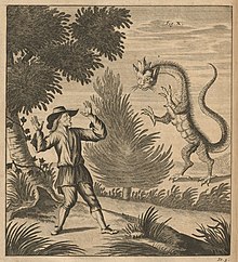 Depiction of the cat-faced "mountain dragon" of the Swiss Alps claimed to have been encountered in Sarganserland, c. 1660. Houghton Swi 607.23 - Ouresiphoites helveticus, fig X.jpg