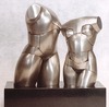 Partners: Torsos #4 & #5, cast pewter on black granite base,12.5" wide x 6" deep x 12" high, 2003