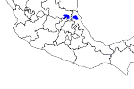 Примерные очертания территории уастекского языка в Мексике