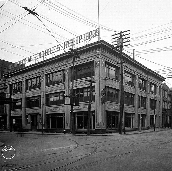 File:Hyslop Bros Automobiles, northwest corner of Victoria and Shuter streets.jpg