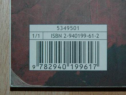 Code ISBN 10 et son code-barres correspondant EAN 13 sur la quatrième de couverture d’un livre publié avant 2007.