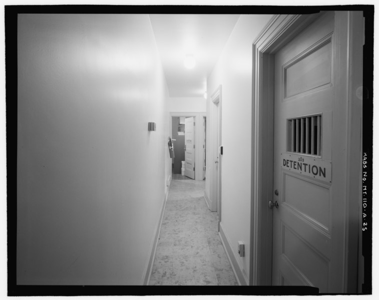 File:Interior view of second floor corridor in center section of building. View to northeast. - U.S. Customs Service Port of Roosville, Main Port Building, U.S. Highway 93, immediately HABS MT-110-A-25.tif