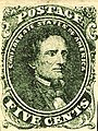 Jefferson Davis, 5 centavos El primer sello, 1861