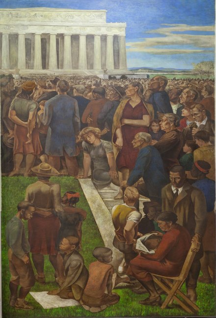 Mitchell Jamieson's 1943 mural An Incident in Contemporary American Life, at the United States Department of the Interior Building, depicts the scene of Anderson's concert at the Lincoln Memorial