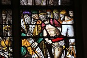 English: Detail of the stained-glass window number 60 in the Sint Janskerk at Gouda, Netherlands: "Ecce Homo"